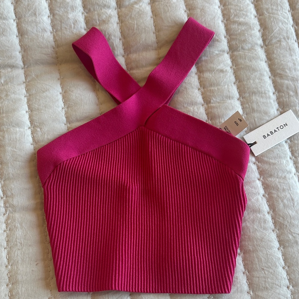 Brand new Aritzia Babaton Fuchsia Cross-Strap Crop Top - NWT from Aritzia